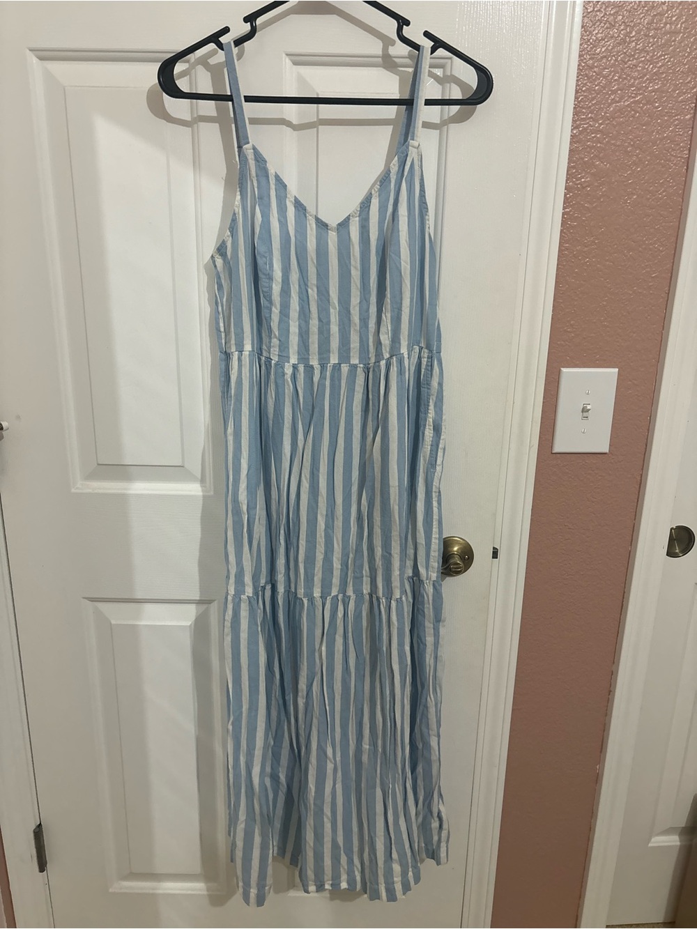 Old Navy Blue & White Striped Maxi Dress